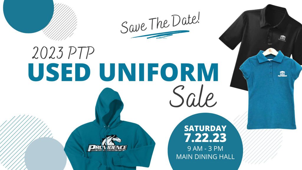 Save the date for a uniform sale, featuring gently used uniforms.
