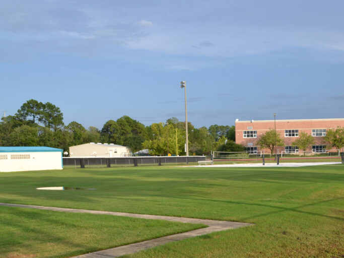 The grass is green at the facilities.