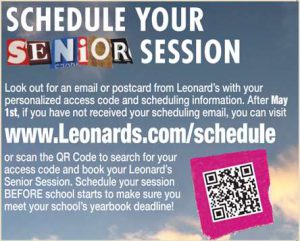 A flyer with the words schedule your senior session for the Class of 2024.