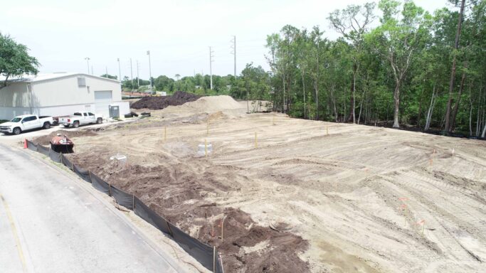 An aerial view of a construction project site.