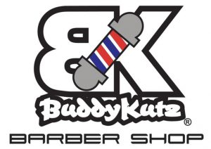 The logo for buddy kutz barber shop featuring the PTP Fall Festival, 2023
