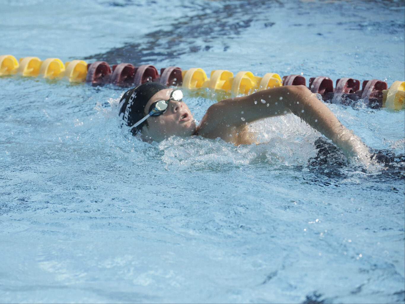 A man swimming.