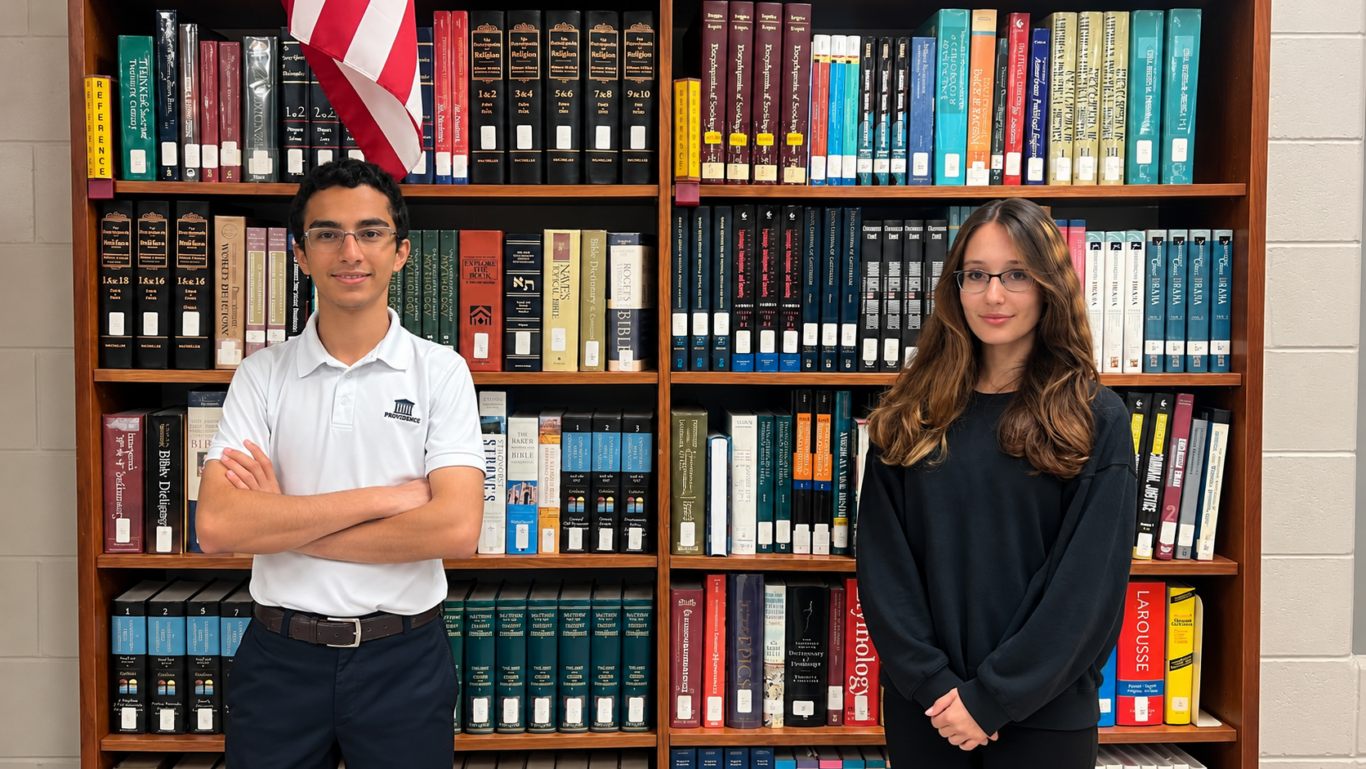 student portraits in the school library