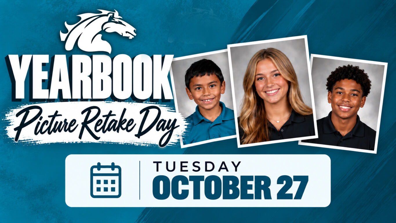teal yearbook picture retake announcement copy